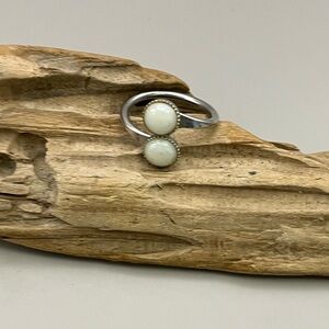 Contemporary Silver and White Pearl Ring